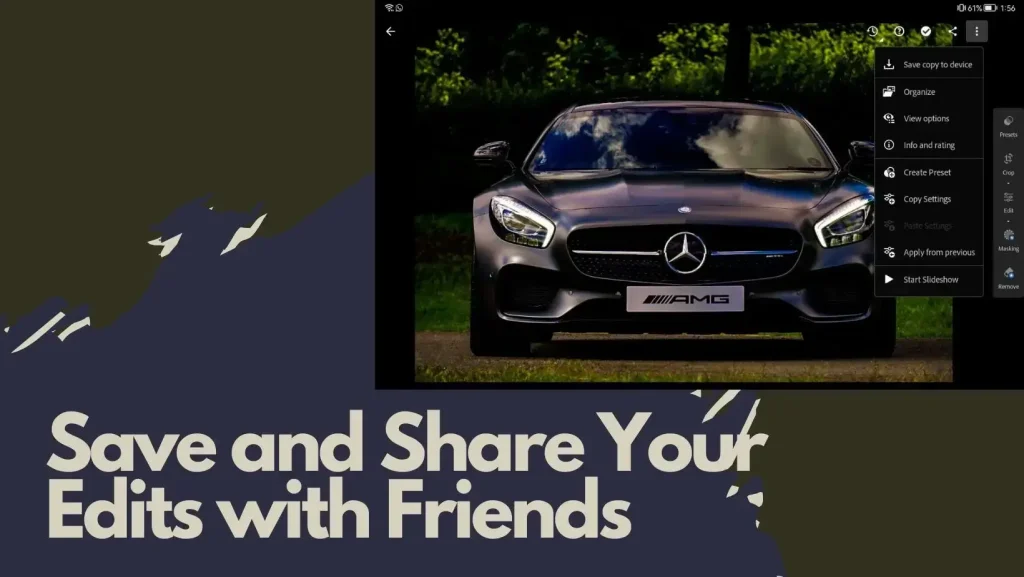 Save and Share Your Edits with Friends IN Lightroom Mod apk
