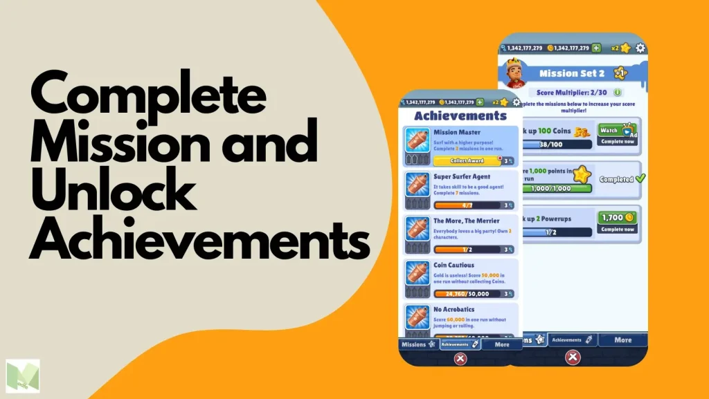 Complete Mission and Unlock Achievements for Subway serfers