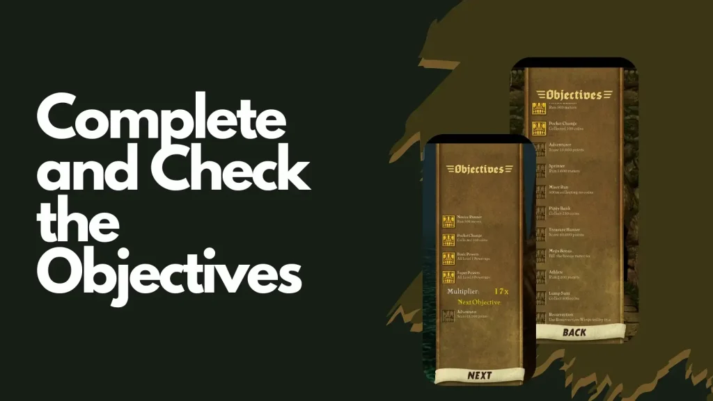 Complete and Check the Objectives in Temple Run mod apk