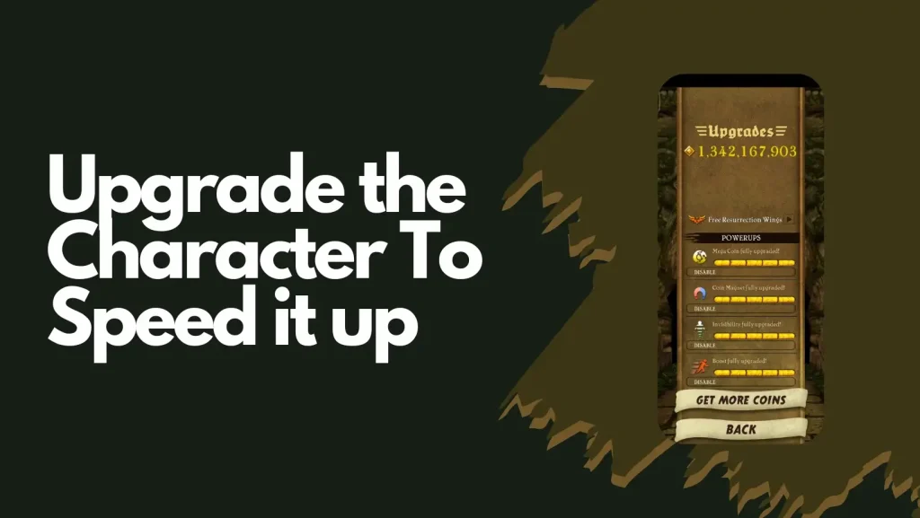 Upgrade the Character To Speed it up in Temple Run mod apk