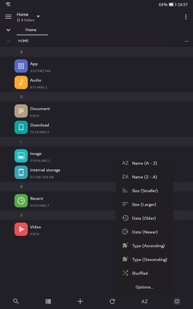 Arrange Shortcuts ascending and Descending Order