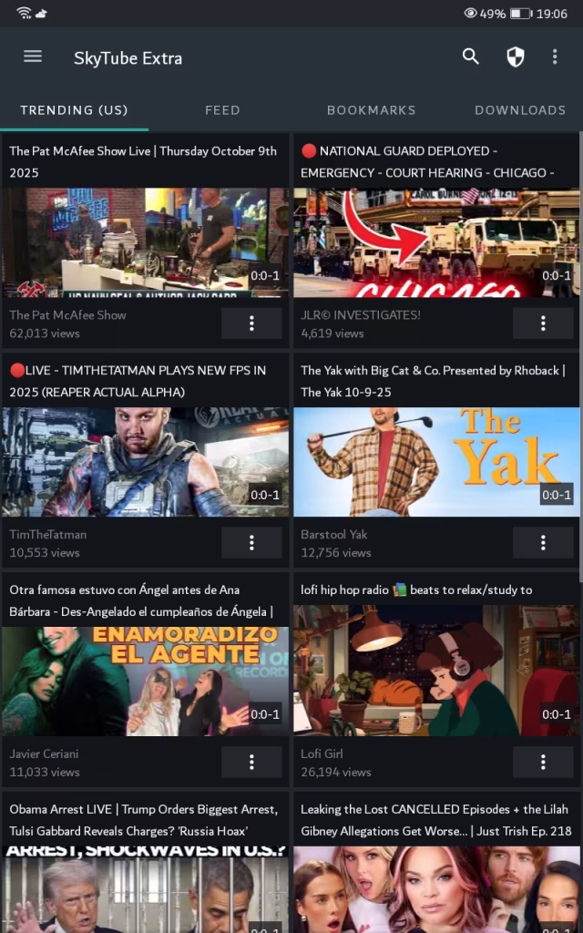 Skytube Trending Section